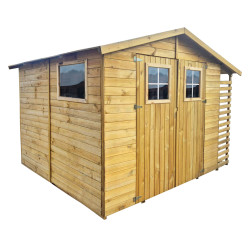 Drewniany domek narzędziowy dwudrzwiowy BEN z drewutnią 6,95m2 narzędziownia