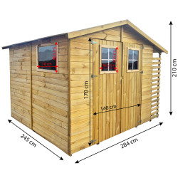Drewniany domek narzędziowy dwudrzwiowy BEN z drewutnią 6,95m2 narzędziownia