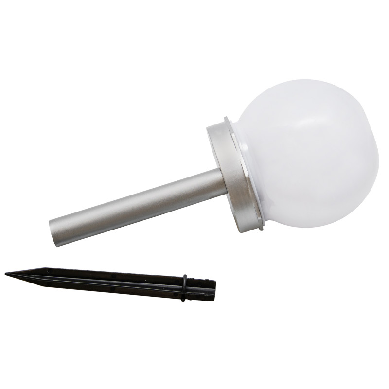 Lampa solarna LED ZENIT srebrna 10 cm ogrodowa kula wbijana - 10 sztuk