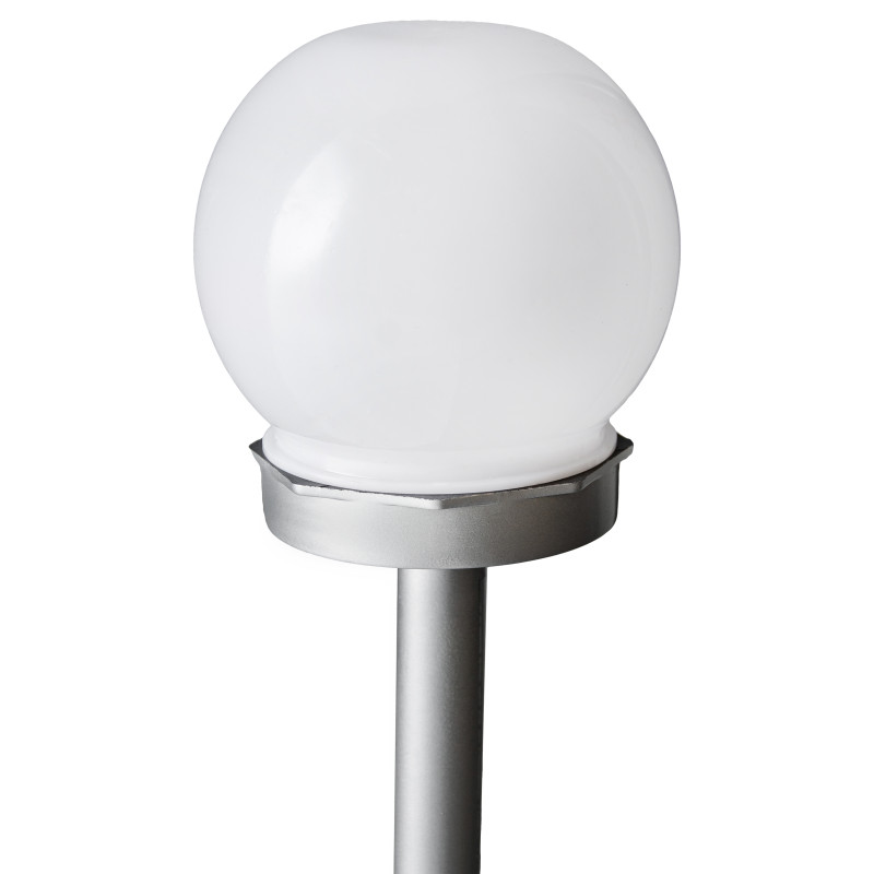 Lampa solarna LED ZENIT srebrna 10 cm ogrodowa kula wbijana - 10 sztuk