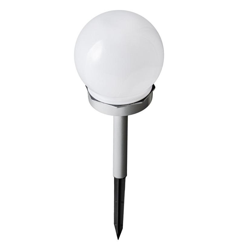 Lampa solarna LED ZENIT srebrna 10 cm ogrodowa kula wbijana - 10 sztuk