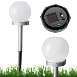 Lampa solarna LED ZENIT srebrna 10 cm ogrodowa kula wbijana - 10 sztuk