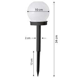 Lampa solarna LED AURA czarna 10 cm ogrodowa kula RGB wbijana