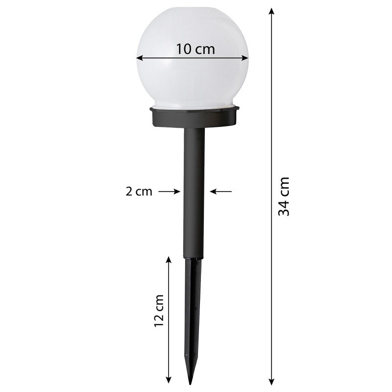 Lampa solarna LED AURA czarna 10 cm ogrodowa kula RGB wbijana