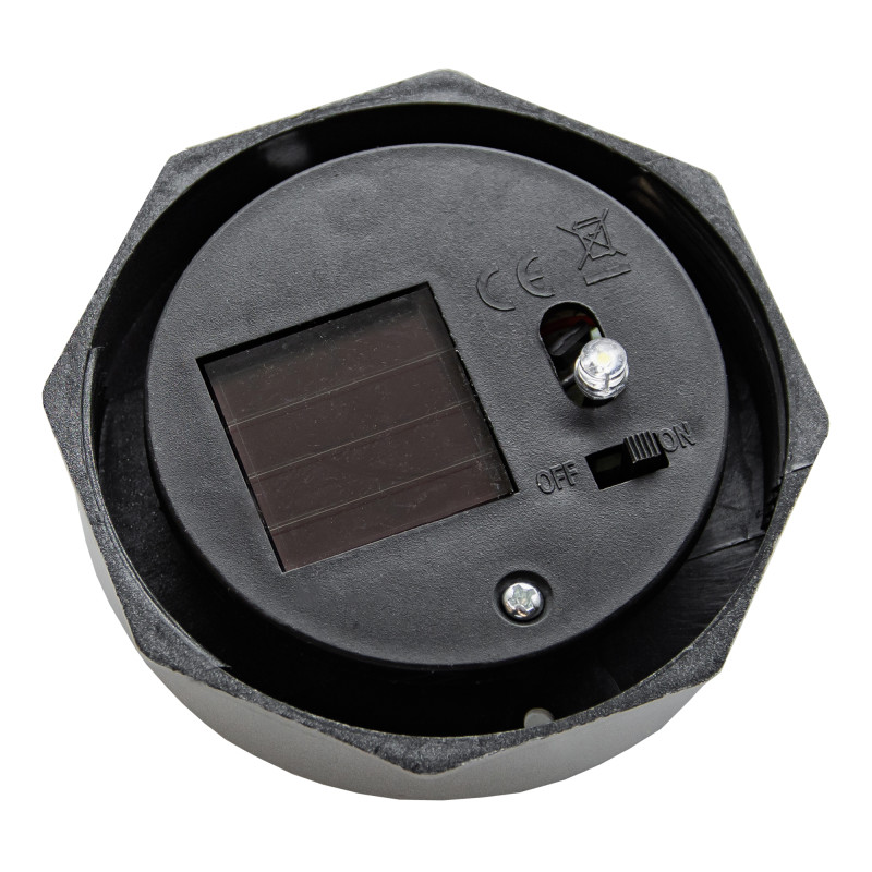 Lampa solarna LED AURA srebrna 10 cm ogrodowa kula RGB wbijana