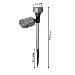Lampa solarna srebrna punktowa LED 5,5x35,5cm
