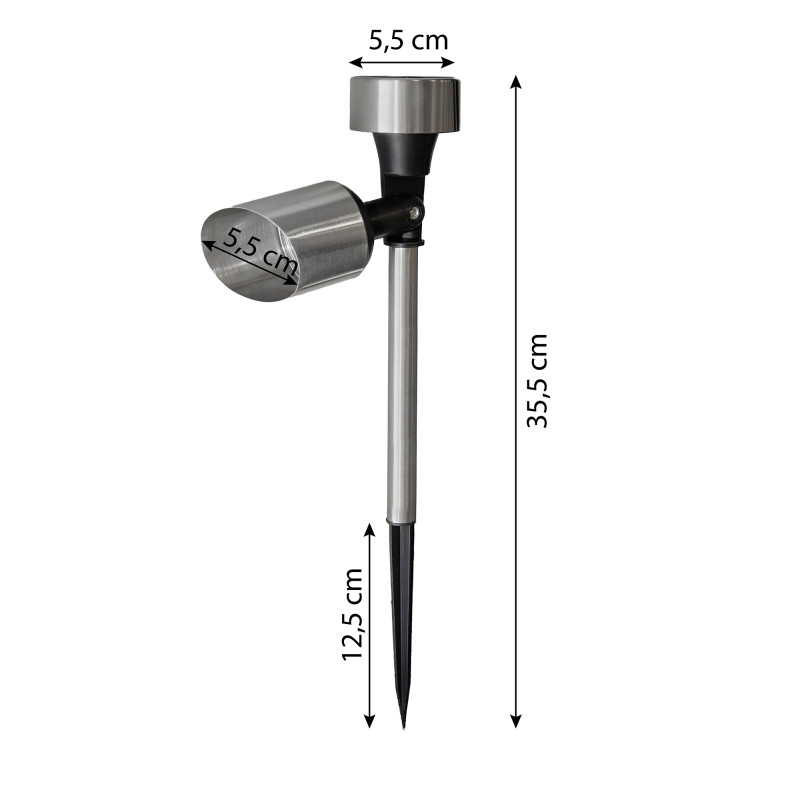 Lampa solarna srebrna punktowa LED 5,5x35,5cm