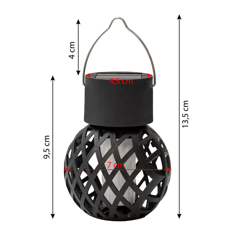 Lampka solarna LUMA czarna 12x LED ogrodowa latarenka wisząca stojąca