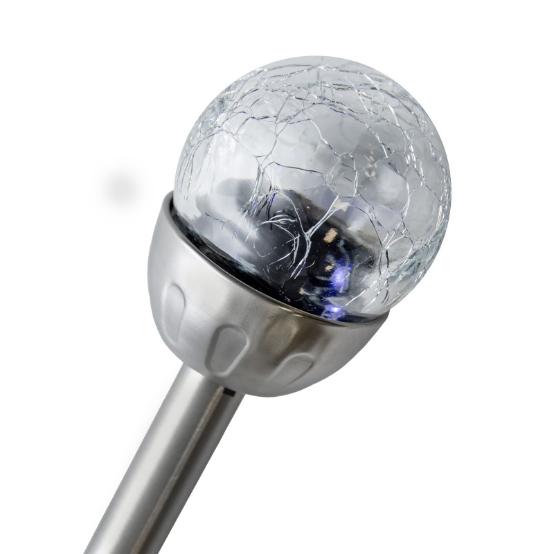 Lampka solarna RYSA srebrna 1x LED RGB ogrodowa wbijana kryształowa kula