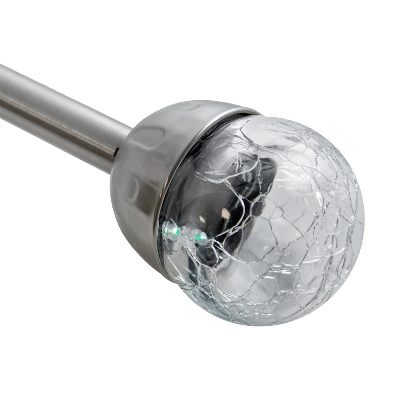 Lampka solarna RYSA srebrna 1x LED RGB ogrodowa wbijana kryształowa kula