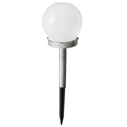 Lampa solarna LED AURA srebrna 10 cm ogrodowa kula RGB wbijana - 10 sztuk