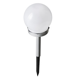 Lampa solarna LED AURA srebrna 10 cm ogrodowa kula RGB wbijana - 10 sztuk