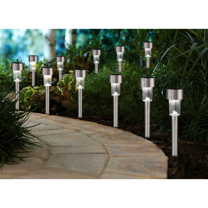 Lampa solarna ISKRA srebrna 4,5x31,5cm - 4 sztuki