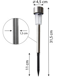 Lampa solarna ISKRA srebrna 4,5x31,5cm - 4 sztuki