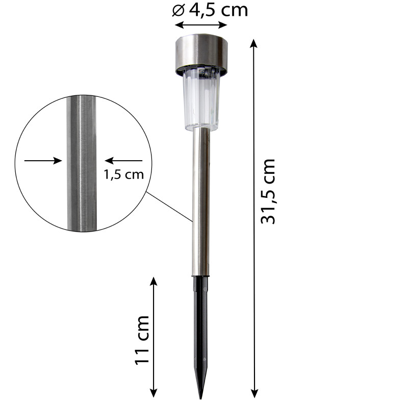 Lampa solarna ISKRA srebrna 4,5x31,5cm - 8 sztuk