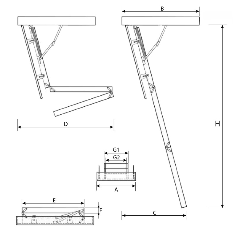 Drewniane schody strychowe NORDIC 120x70 H-310 87mm + Dodatkowa uszczelka