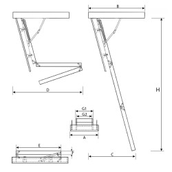 Drewniane schody strychowe EXTRA 112x60 H-305 46mm