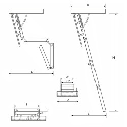 Drewniane schody strychowe EXTRA 90x60 46mm