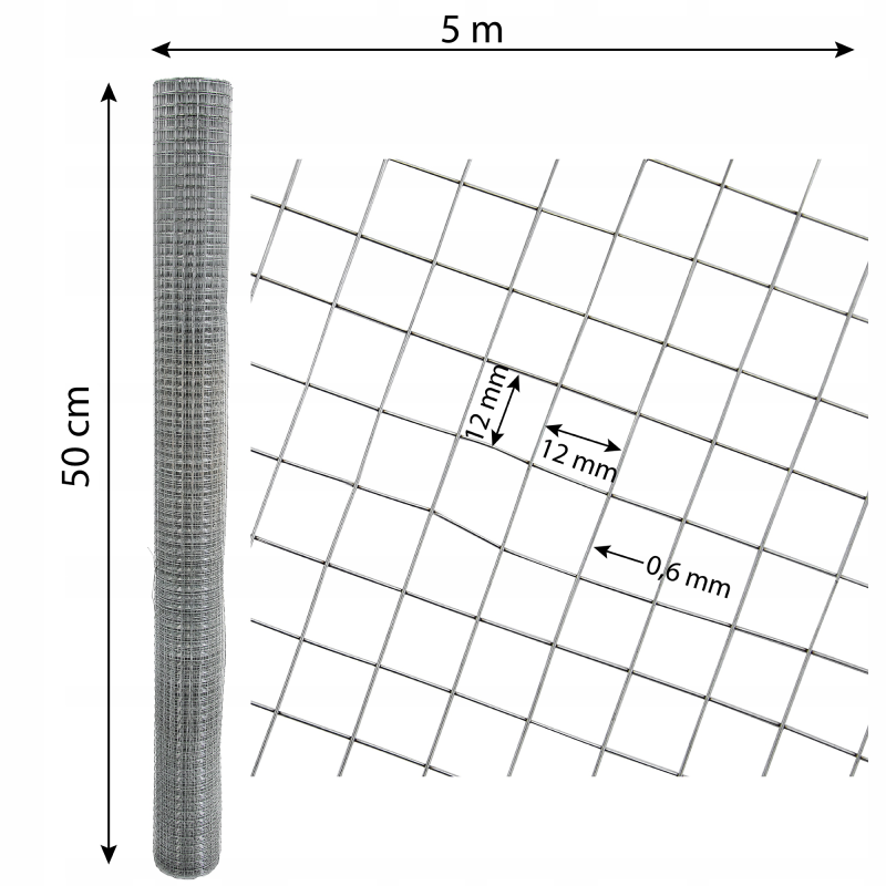 Siatka zgrzewana ocynkowana kratka 0.5x5m ogrodzenie 12,7x12,7mm