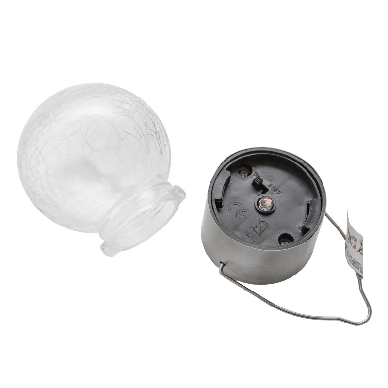 Lampka solarna RYSKA srebrna 1x LED RGB ogrodowa podwieszana kryształowa kula