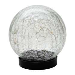 Lampka solarna RYSKA czarna 15x dioda LED ogrodowa wbijana kryształowa kula