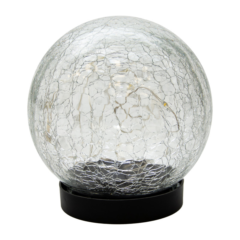 Lampka solarna RYSKA czarna 15x dioda LED ogrodowa wbijana kryształowa kula