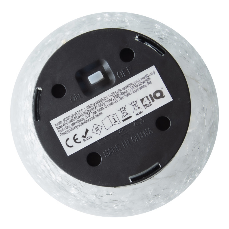 Lampka solarna RYSKA czarna 15x dioda LED ogrodowa wbijana kryształowa kula