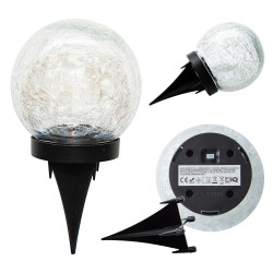 Lampka solarna RYSKA czarna 15x dioda LED ogrodowa wbijana kryształowa kula