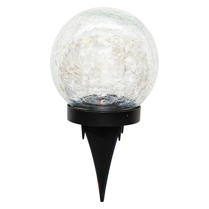 Lampka solarna RYSKA czarna 15x dioda LED ogrodowa wbijana kryształowa kula