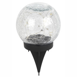 Lampka solarna RYSKA czarna 15x dioda LED ogrodowa wbijana kryształowa kula