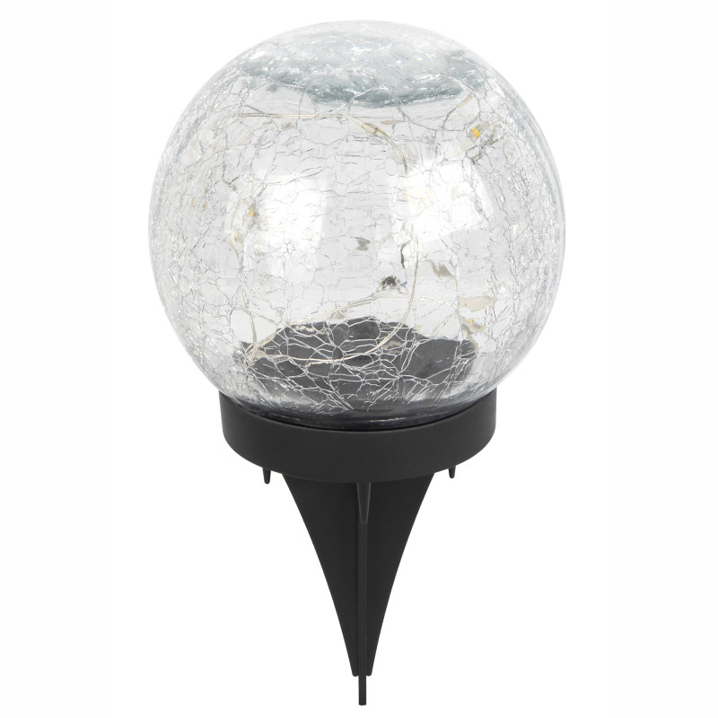 Lampka solarna RYSKA czarna 15x dioda LED ogrodowa wbijana kryształowa kula