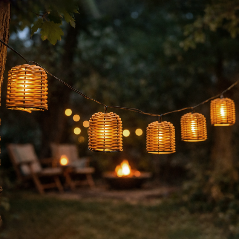 Girlanda Solarna CESTA 10xLED Lampki Solarne Kosze Ogrodowe Wiszące