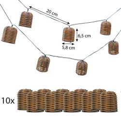 Girlanda Solarna CESTA 10xLED Lampki Solarne Kosze Ogrodowe Wiszące