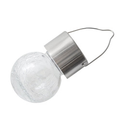 Lampka solarna RYSKA srebrna 1x LED RGB ogrodowa podwieszana kryształowa kula ZESTAW 6 sztuk