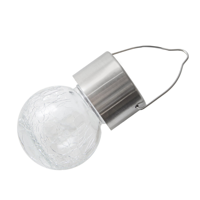 Lampka solarna RYSKA srebrna 1x LED RGB ogrodowa podwieszana kryształowa kula ZESTAW 6 sztuk