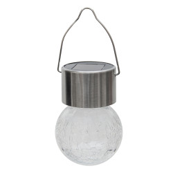 Lampka solarna RYSKA srebrna 1x LED RGB ogrodowa podwieszana kryształowa kula ZESTAW 6 sztuk