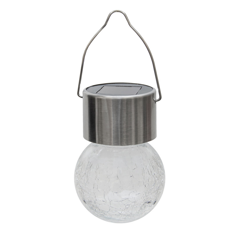 Lampka solarna RYSKA srebrna 1x LED RGB ogrodowa podwieszana kryształowa kula ZESTAW 6 sztuk