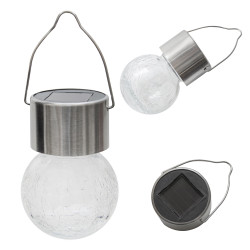 Lampka solarna RYSKA srebrna 1x LED RGB ogrodowa podwieszana kryształowa kula ZESTAW 6 sztuk