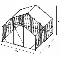 Metalowa Klatka Dla Drobiu Kurnik 3x3x2m 4iQ rurki 19mm
