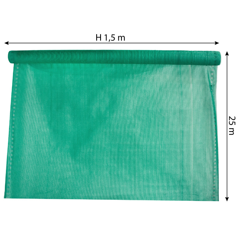 Siatka cieniująca zielona H1,5x25m 90% zacienienia 105g/m2