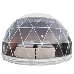 Namiot sferyczny całoroczny kopuła Ø 8m 50mkw drzwi pvc glamping