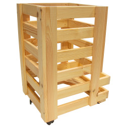 Drewniana skrzynka na ziemniaki na kółkach 30x37x51 cm