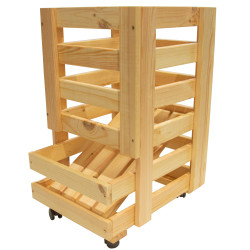 Drewniana skrzynka na ziemniaki na kółkach 30x37x51 cm