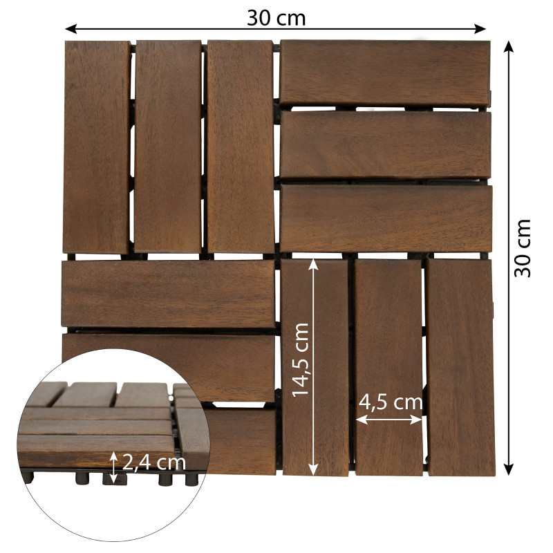Podest Tarasowy Akacjowy 30x30cm płytki Mozaika Ciemny Brąz