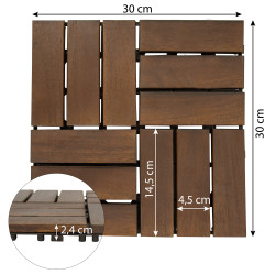 Podest Tarasowy Akacjowy 30x30cm płytki mozaika Ciemny Brąz zestaw 10szt. 0,9mkw