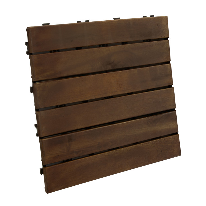 Podest Tarasowy Akacjowy 30x30cm płytki mozaika 6 paneli Ciemny Brąz zestaw 10szt. 0,9mkw