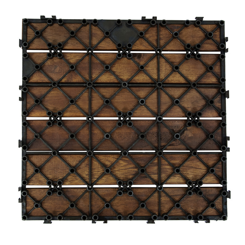 Podest Tarasowy Akacjowy 30x30cm płytki mozaika 6 paneli Ciemny Brąz zestaw 12szt. 1mkw