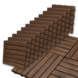 Podest Tarasowy Akacjowy 30x30cm płytki mozaika 6 paneli Ciemny Brąz zestaw 12szt. 1mkw