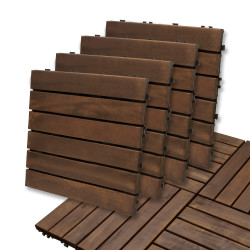 Podest Tarasowy Akacjowy 30x30cm płytki mozaika 6 paneli Ciemny Brąz zestaw 4szt. 0,36mkw