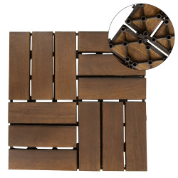 Podest Tarasowy Akacjowy 30x30cm płytki mozaika Ciemny Brąz zestaw 11szt. 0,99mkw